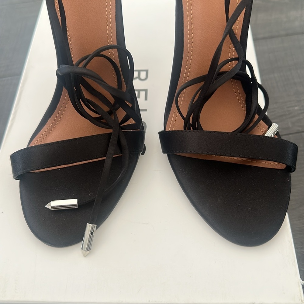 Reiss Black Satin Zhane Heels - Picture 3 of 16